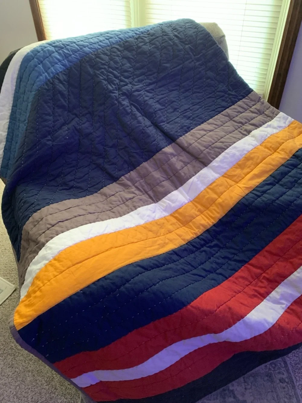 Pottery Barn Teen Multi Colored Quilted Cotton comforter with 2 pillow cases